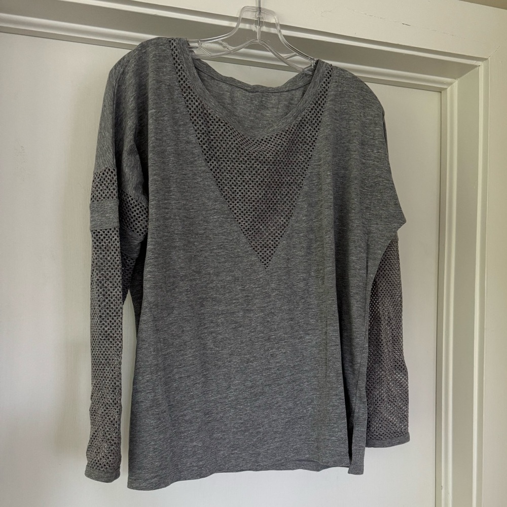 Lorna Jane Gray Boxy long sleeve tee with mesh details